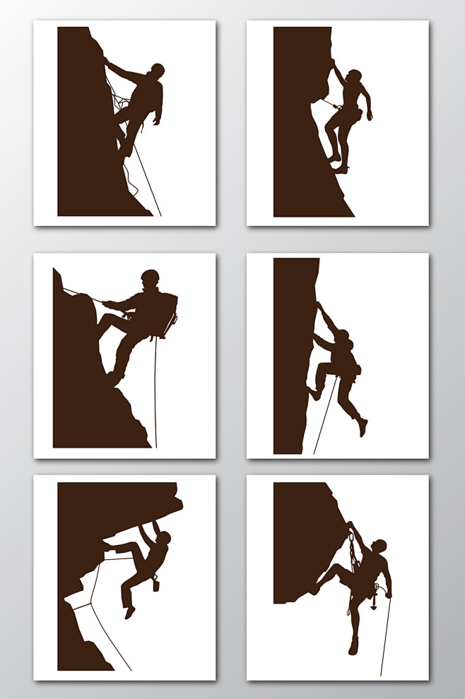 登山攀岩人物剪影素材