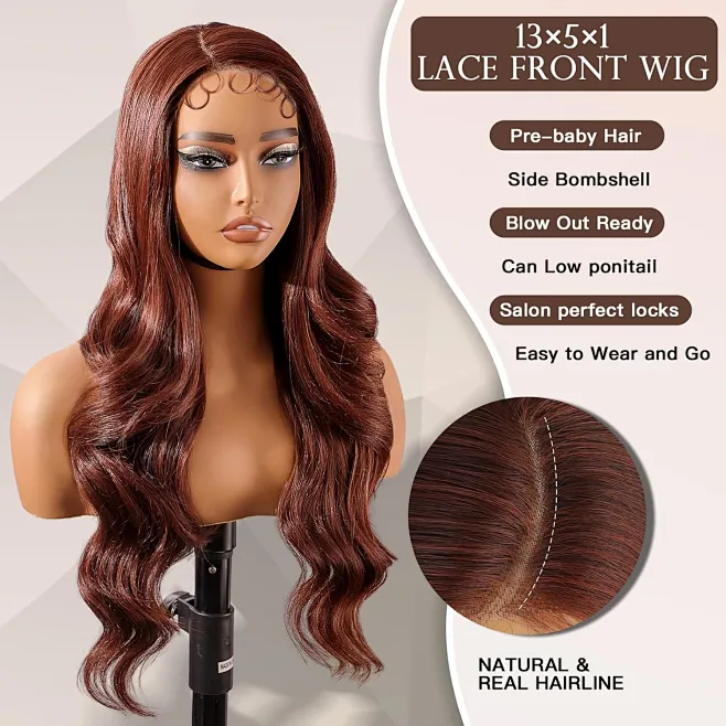 Amazon.com : cuiud Body Wave Lace Front Synthetic Wig Pre Plucked,Wear ...