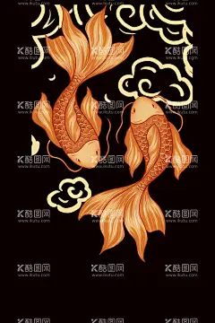 锦鲤  - 源文件下载【酷图网】锦鲤,国潮,插画,国风,鲤鱼,金鱼,鱼,小金鱼,小鱼,鱼类,卡通鱼,锦鲤素材,鲤鱼图,鲫鱼,鲤鱼跳龙门