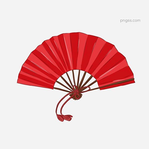 中国红水墨扇子梅花装饰PNG图片大小20...