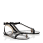 Black Suede and Mirror Leather Flat Sandals |Nola | Cruise 15 | JIMMY CHOO Shoes