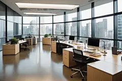 办公大楼办公室室内设计效果图摄影图