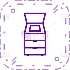 平板扫描仪,计算机图标,轮廓,直的,图像,矢量,符号,制造机器,标志,设计