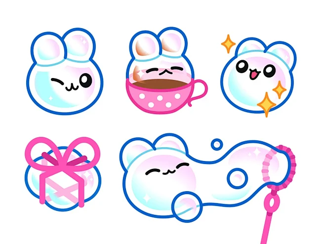 Bubble rabbit emoji (Line) bubble bubbles emoji emojis emotions line ...