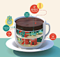 Coffee Cup Imaginary Factory - Illustration by Jing Zhang