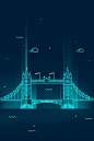 极简风线条科技感城市地标建筑扁平化夜景荧光UI设计素材AI矢量-淘宝网