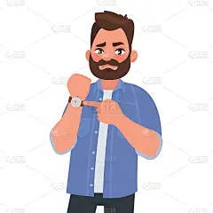 不满的人在时钟上显示。快点。最后期限。不耐烦的老板。矢量图