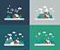 Flat house : Flat buildings in different versions illustration
