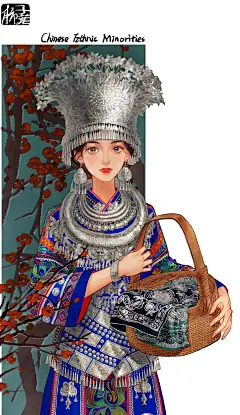 （少数民族女孩插画系列）苗族女孩 - 小红书