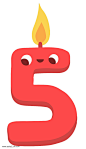 数字5带表情卡通生日蜡烛