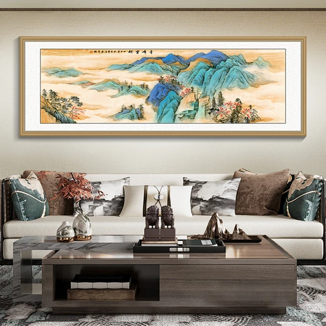国画新中式客厅装饰画书房古画名画山水画茶室背景墙画办公室挂画-淘宝网-花瓣网