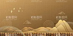 国潮    - 源文件下载【酷图网】国潮,中国风,中式地产,中式海报,中式报广,新亚洲,鎏金,复古,金线,烫金,国风,山水壁画,孔雀,仙鹤,背景,装饰画,
