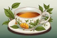 清新手绘谷雨时节芝兰之气茶叶插画