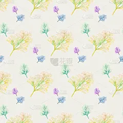 手绘松柏树叶的背景设计。无缝模式设计。线剪辑艺术矢量资源。