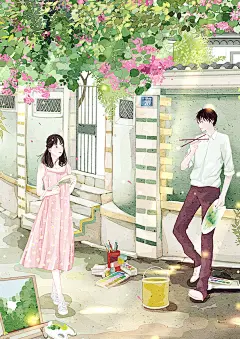 现言·帅气、漂亮 言情插画壁纸 作者：小石头1125