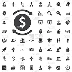 资金周转图标矢量，固体标志插图，象形文字