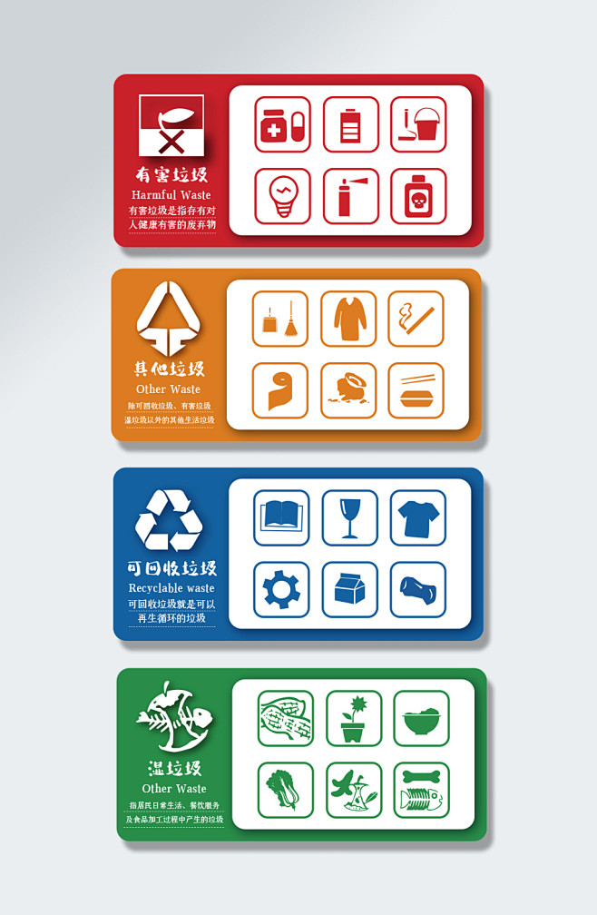 绿色环保垃圾分类标识牌-图巨人