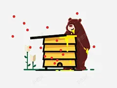 一只狗熊在吃蜂箱里的蜂蜜 设计图片 免费下载 页面网页 平面电商 创意素材