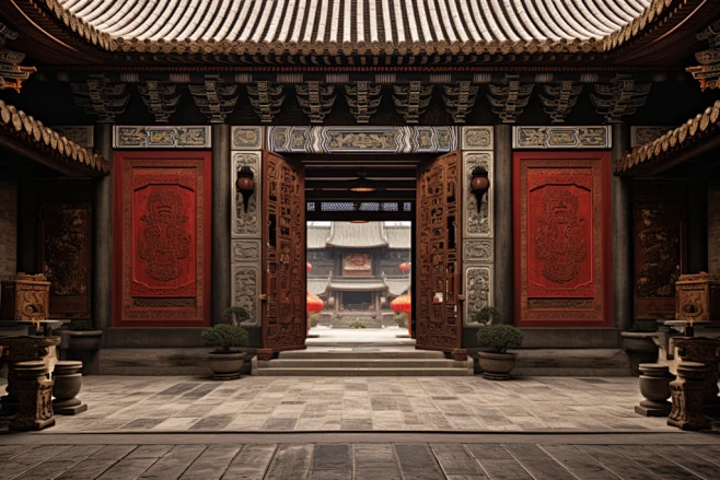 古代建筑四合院大门建筑摄影图-花瓣网