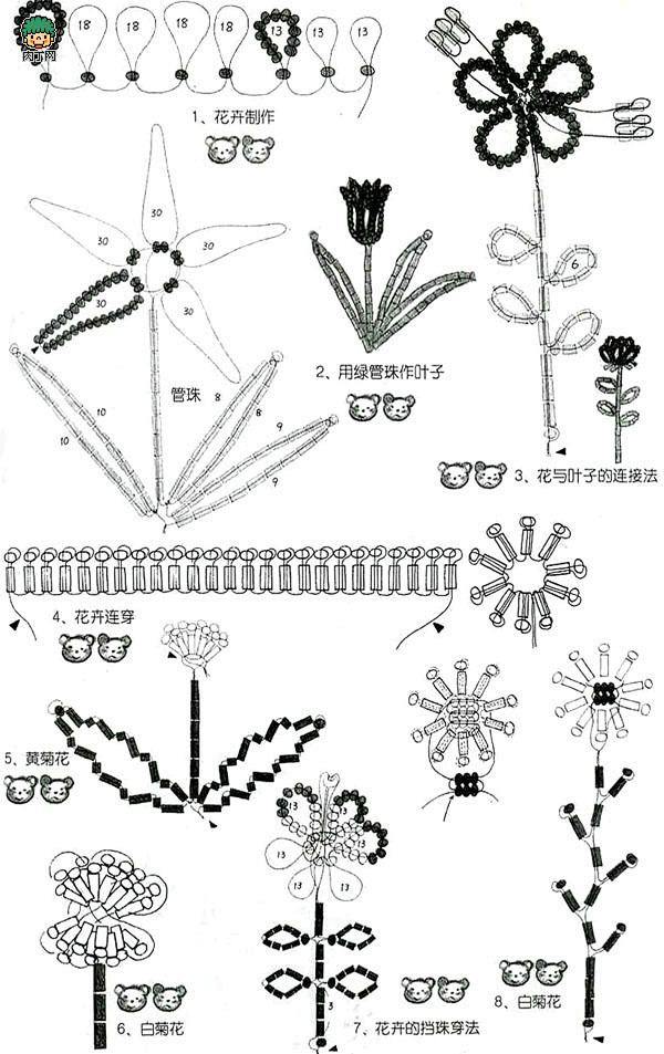 串珠教程基础—手工制作串珠花朵