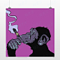 轻艺术 创意插画 抽雪茄的猩猩现代简约图片时尚海报定制装饰画芯