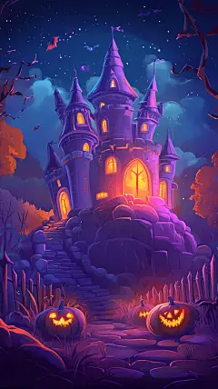 万圣节海报背景萌系主题素材通用模板 (58)