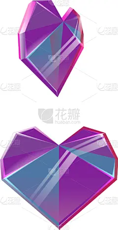 白色,分离着色,紫色,动物心脏,水晶,华丽的,折纸工艺,几何形状,问候,爱