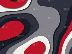 多色剪纸节目背景与现代蓝红白颜色
