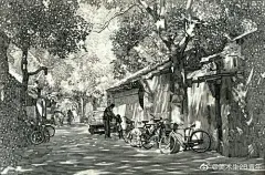《记忆胡同》况晗的手绘铅笔画，潇洒脱俗，自成一体。以扁平宽的粗线条素描，干净利落 ​​​​