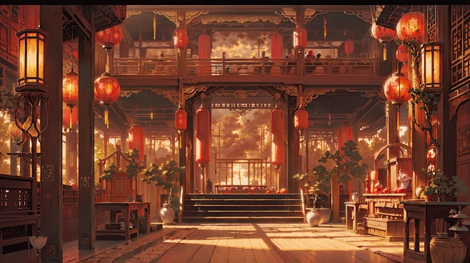 古风宫殿室内场景插画素材 AI国风背景设定图集 影视游戏概念设计-淘宝网-花瓣网