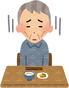 一位没有食欲、只吃一点点食物的老人贴纸扁平儿童插画元素卡通免扣png图片素材