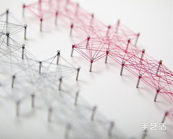 创意立体装饰画手工制作 用线在钉子上拉出...