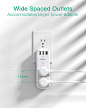 Amazon.com: USB 插座延长器浪涌保护器 - 带旋转插头,6 个 AC 多插头插座和 3 个 USB 端口(1 个 USB C),1800 焦耳,3 面旋转电源条,带间隔插座分配器,适用于家庭、办公室、旅行 : 电子