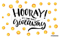 Giveaway banner for social media contests and special offer. Vector hand lettering at gold dots background. Modern calligraphy style