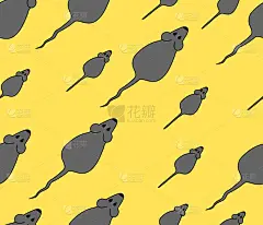 黄色背景上有大老鼠和小老鼠的无缝图案。在向量。