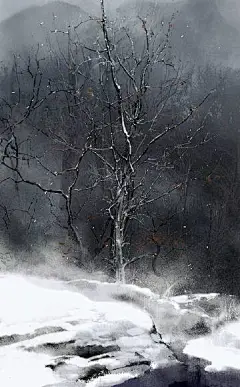 想着睡前调一下笔刷，然后就涂成小风景可以做个手机壁纸了，晚安~ ​​​​