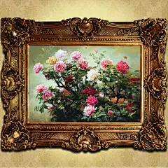 欧式油画壁画纯手绘餐厅有框画客厅装饰画玄关挂画花卉牡丹/82942-tmall.com天猫