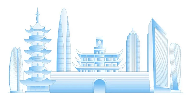 宁波城市地标建筑群矢量插画图片下载-花瓣网
