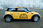 Boddington's Car Wrap : I was challenged to create a car wrap for Boddington's Pale Ale.  Using the same materials and techniques for a life-size vehicle, I wrapped a 1:18 model Mini Cooper.