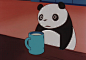 #gif #动画 #熊猫家族 #熊猫 喝牛奶~