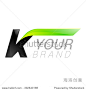 K letter black and green logo design Fast speed template elements
