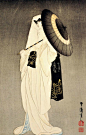 The spirit of the heron maiden woodblock print by Taniguchi Kokyo (1864-1915), dated 1925