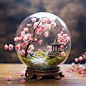 Midjourney  鱼缸造景 桌面景观 微缩模型 鱼缸生态