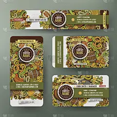 企业身份矢量模板集设计与涂鸦手绘十月节主题