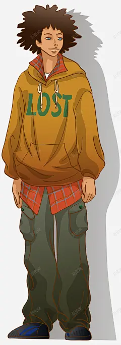 手绘时尚服饰的年轻男孩子矢量图 平面电商 创意素材