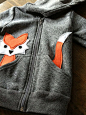 Inspiration :: Children's Fox Hoodie ecofriendly felt by LittleRootedGoods. Nx  Cute appliqué!口袋设计 成衣细节
