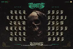 Mortir潮流暗黑哥特死亡金属街头摇滚乐队海报标题艺术英文字体包模板