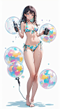 00079-3130035279-_Beauty in bikini, holding bubble machine, whole body, bubble machine, white background, standing