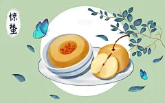 彩色卡通手绘水彩水墨风格惊蛰美食冰糖雪梨原创惊蛰节气春天春分海报插画图片素材下载 - 觅知网