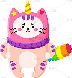 可爱的,乱画,猫,动画片,飘然,壁纸,模板,动物,彩虹,咆哮